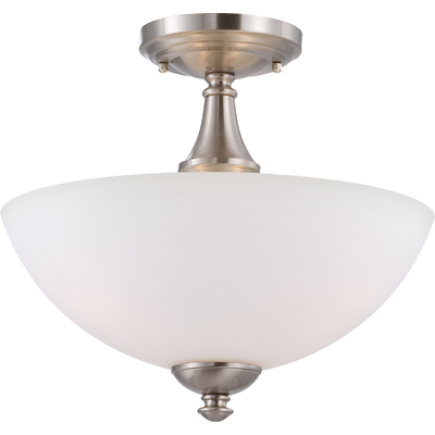 Nuvo Lighting 60/5044  Patton - 3 Light Semi Flush with Frosted Glass in Brushed Nickel Finish